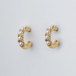 Angel fülbevaló aranyozott nemesacél gyönggyel - Souveraine Jewelry