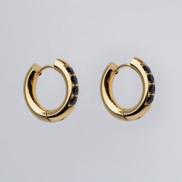 Aria fülbevaló aranyozott nemesacél fekete cirkóniával - Souveraine Jewelry