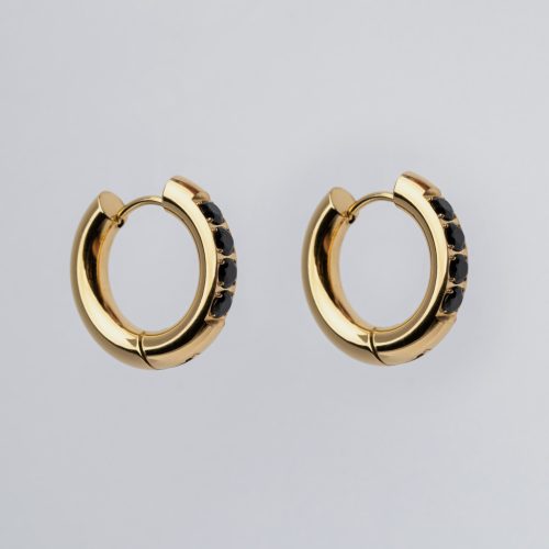 Aria fülbevaló aranyozott nemesacél fekete cirkóniával - Souveraine Jewelry