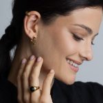 Aria fülbevaló aranyozott nemesacél fekete cirkóniával - Souveraine Jewelry