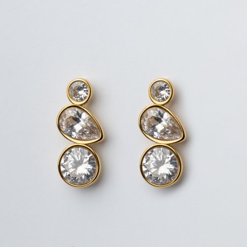 Rose fülbevaló aranyozott nemesacél cirkónia kövekkel - Souveraine Jewelry