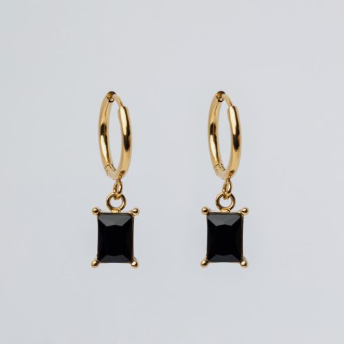 Maeve fülbevaló aranyozott nemesacél fekete cirkóniával - Souveraine Jewelry