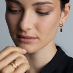 Maeve fülbevaló aranyozott nemesacél fekete cirkóniával - Souveraine Jewelry