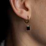 Maeve fülbevaló aranyozott nemesacél fekete cirkóniával - Souveraine Jewelry