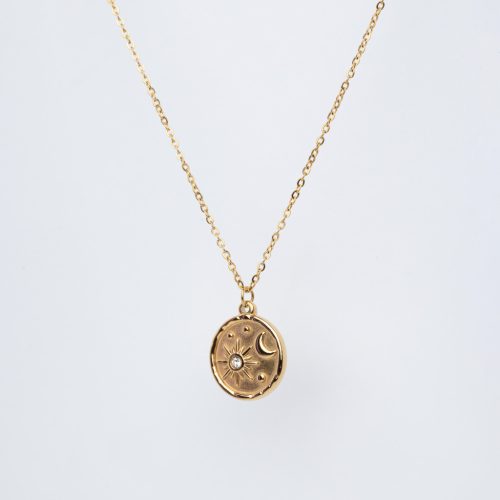 Solar nyaklánc 18 karátos arannyal borított nemesacél cirkóniával Souveraine Jewelry