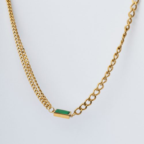 Greeny nyaklánc aranyozott nemesacél cirkónia kővel Souveraine Jewelry